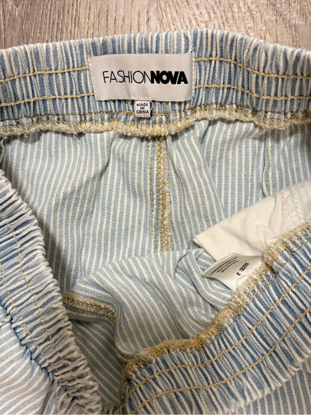 Fashion Nova Light Blue & White Striped Bermuda Shorts